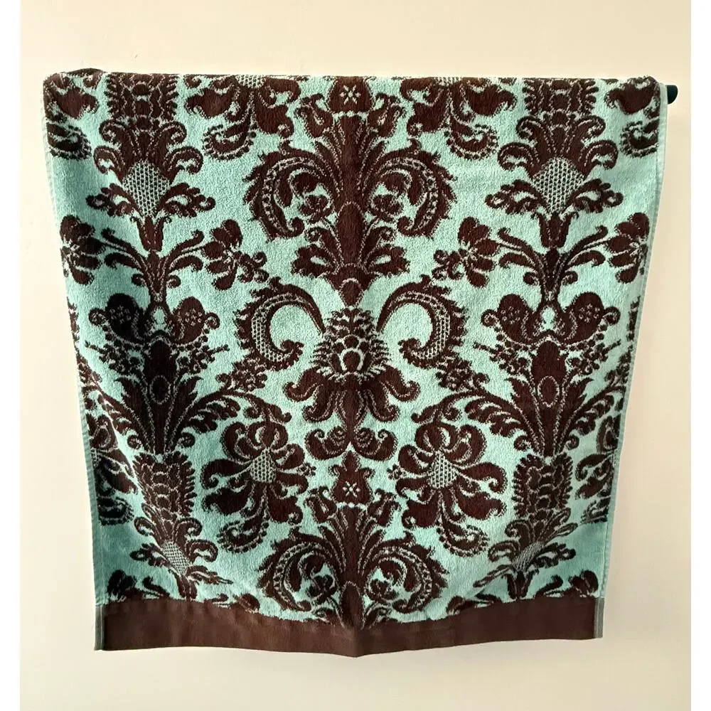 BIANCA Exclusive Portugal Damask Bath Towel 100% Cotton Blue Brown 48x27 Luxury